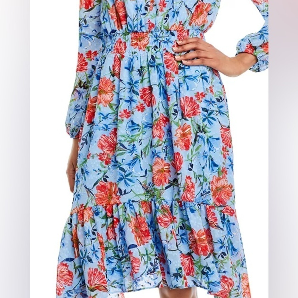TAHARI Floral Empire Waist Modest Church Water Garden Dress Size XL NWT - Picture 6 of 11